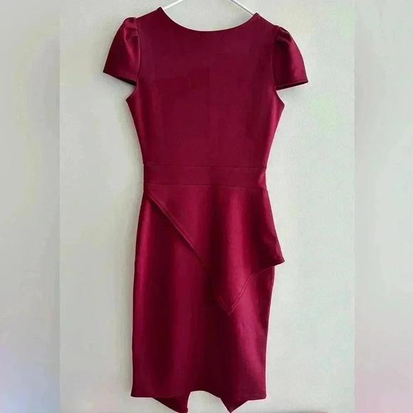 boohoo Night Laura Wrap Skirt Bodycon Dress, Berry, Size 6 - Picture 10 of 16